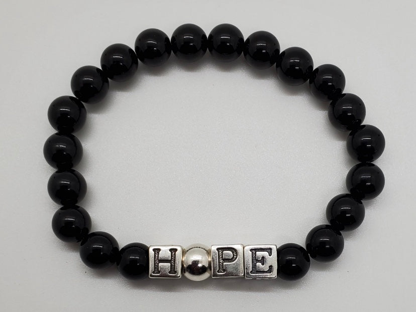 Sterling Silver & Black Onyx Stretch Hope Bracelet