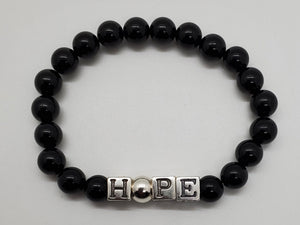 Sterling Silver & Black Onyx Stretch Hope Bracelet